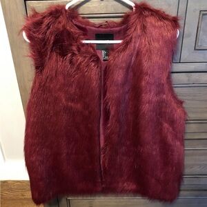 Forever 21 Burgundy Faux Fur Vest
